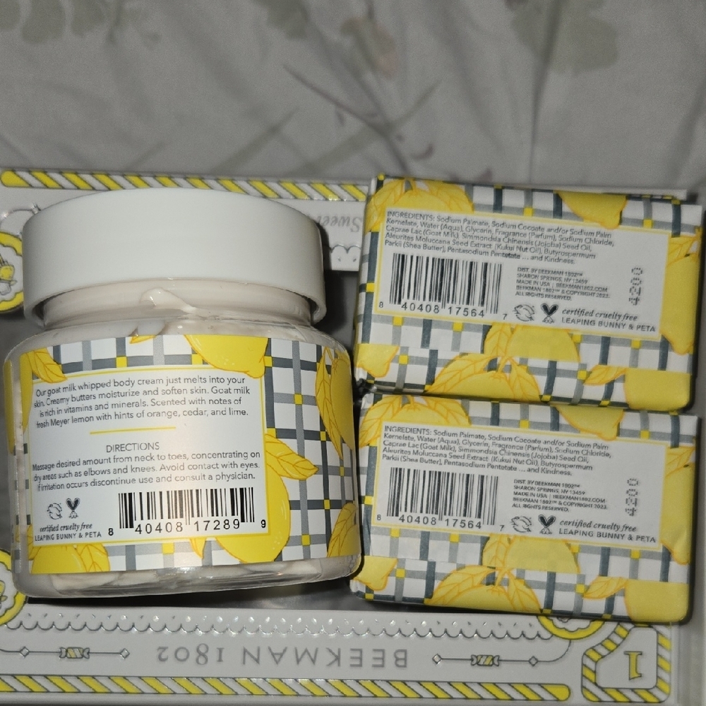 Beekman 1802 Sunshine Lemon And Goat's Milk Body Cream and Soap Set - Picture 5 of 8